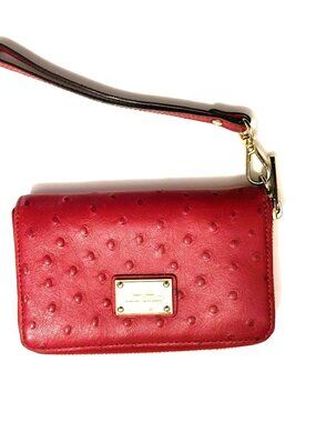 MICHEAL KORS OSTRICH LEATHER SMALL WALLET/WRISTLET